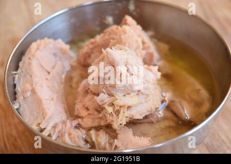 tuna in oil ready to prepare summer food Stock Photo