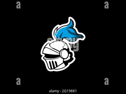 Blue white color of warrior head design Stock Vector