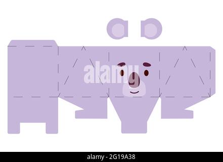 Party favor box koala design for sweets, candies, small presents, bakery. Package template, great design for any purposes, birthdays, baby showers, ha Stock Vector
