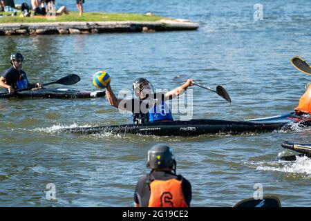 People playing canoe polo aka kayak polo Stock Photo