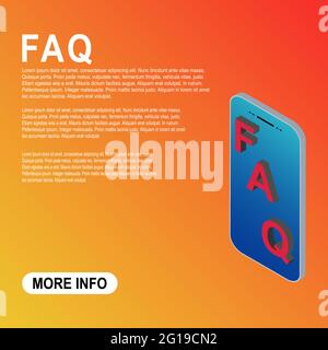 FAQ, 3D template frequently asked questions vector icon. Information speech bubble symbol, help message . Stock Vector