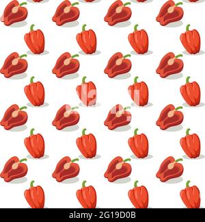 Very high quality original trendy vector sseamlesss pattern with red bell pepper Stock Vector