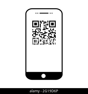 Mobil scan flat icon isolated on white background. QR code reader vector illustration . Stock Vector