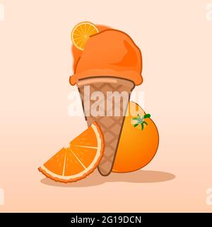 orange ice cream illustration vector Stock Vector