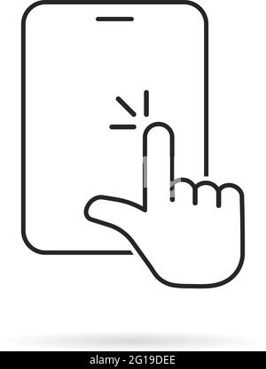 hand touches on linear tablet screen Stock Vector