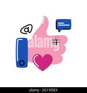 Social media. Vector icon in bold line style Stock Vector