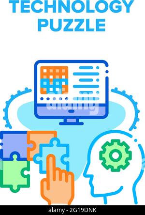 Technology Puzzle Strategy Vector Concept Color Stock Vector