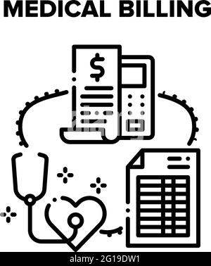 Medical Billing And Insurance Vector Black Illustration Stock Vector