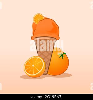 orange ice cream illustration vector Stock Vector