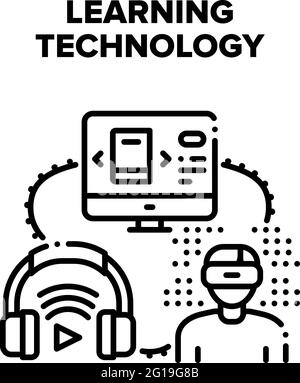 Online Learning Technology Vector Black Illustration Stock Vector