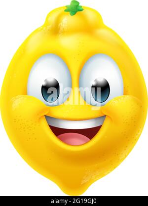 Lemon Fruit Cartoon Emoticon Emoji Mascot Icon Stock Vector