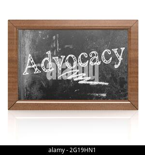 Advocacy text written on blackboard, 3D rendering Stock Photo