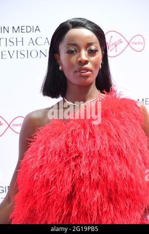 AJ Odudu arrives for the Virgin Media BAFTA TV awards at the TV Centre