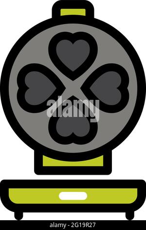 Vector waffle-iron icon. Color kitchen waffle-iron logo in simple style. For web design isolated on white background. Stock Vector
