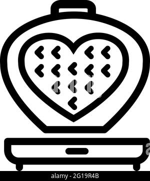 Vector waffle-iron icon. Outline kitchen waffle-iron logo for web design isolated on white background Stock Vector