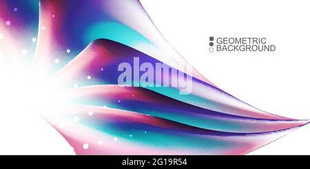 Geometric abstract background template with fluid waves in blurred colors Stock Vector