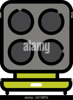 Vector waffle-iron icon. Color kitchen waffle-iron logo in simple style. For web design isolated on white background. Stock Vector