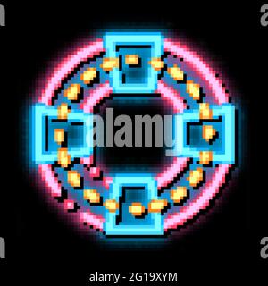 Volunteers Support Life Saver neon glow icon illustration Stock Vector