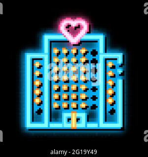 Volunteers Support Building neon glow icon illustration Stock Vector