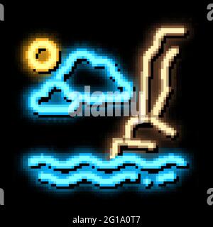 Night Sea neon glow icon illustration Stock Vector