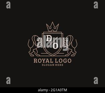 DO Letter Lion Royal Luxury Logo template in vector art for Restaurant, Royalty, Boutique, Cafe, Hotel, Heraldic, Jewelry, Fashion and other vector il Stock Vector