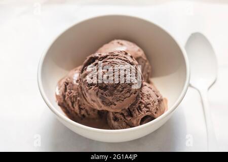 Chocolate ice cream in bowl Stock Photo
