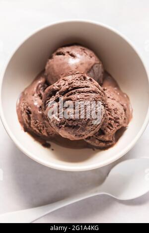 Chocolate ice cream in bowl Stock Photo