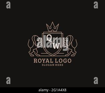 QW Letter Lion Royal Luxury Logo template in vector art for luxurious ...