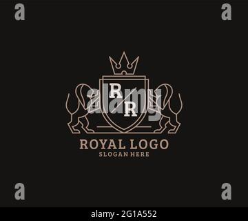 RR Letter Lion Royal Luxury Logo template in vector art for luxurious ...