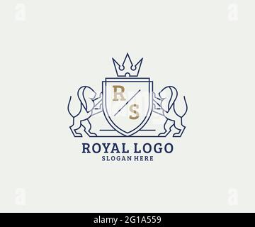 PM Letter Lion Royal Luxury Logo template in vector art for