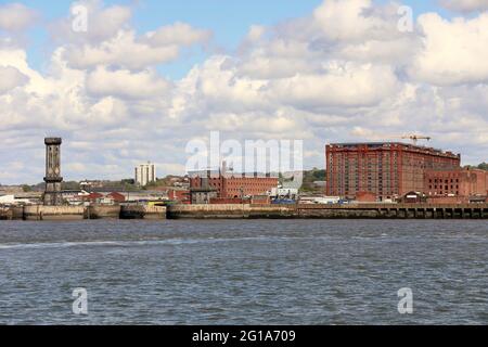 Liverpool dockland heritage buildings by the River Mersey Stock Photo