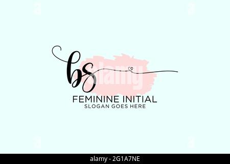 BS beauty monogram and elegant logo design handwriting logo of initial signature, wedding, fashion, floral and botanical with creative template. Stock Vector