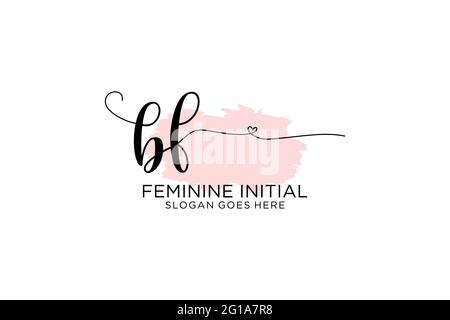 BF beauty monogram and elegant logo design handwriting logo of initial signature, wedding, fashion, floral and botanical with creative template. Stock Vector