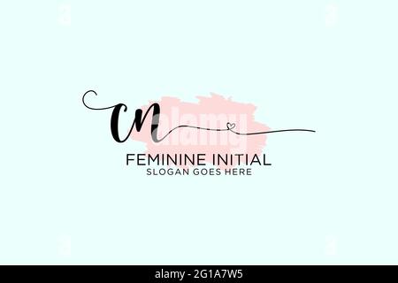 CN beauty monogram and elegant logo design handwriting logo of initial signature, wedding, fashion, floral and botanical with creative template. Stock Vector