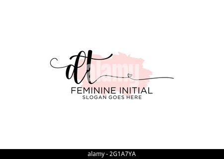 DT beauty monogram and elegant logo design handwriting logo of initial signature, wedding, fashion, floral and botanical with creative template. Stock Vector