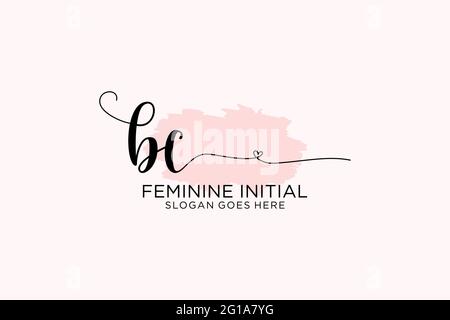 BC beauty monogram and elegant logo design handwriting logo of initial signature, wedding, fashion, floral and botanical with creative template. Stock Vector
