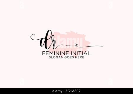 DR beauty monogram and elegant logo design handwriting logo of initial signature, wedding, fashion, floral and botanical with creative template. Stock Vector