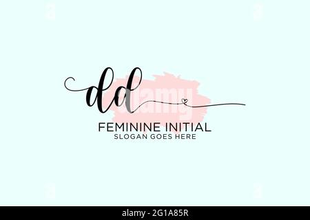 DD beauty monogram and elegant logo design handwriting logo of initial signature, wedding, fashion, floral and botanical with creative template. Stock Vector