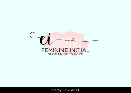 EI beauty monogram and elegant logo design handwriting logo of initial signature, wedding, fashion, floral and botanical with creative template. Stock Vector
