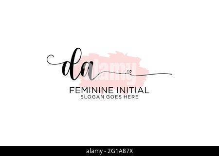 DA beauty monogram and elegant logo design handwriting logo of initial signature, wedding, fashion, floral and botanical with creative template. Stock Vector