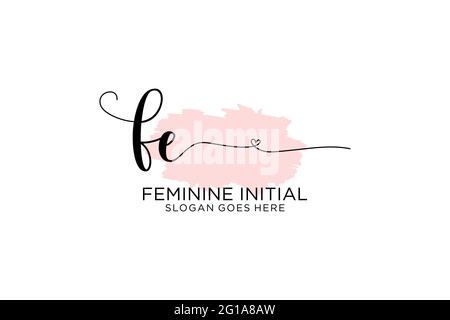 FE beauty monogram and elegant logo design handwriting logo of initial signature, wedding, fashion, floral and botanical with creative template. Stock Vector