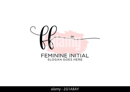 FF beauty monogram and elegant logo design handwriting logo of initial signature, wedding, fashion, floral and botanical with creative template. Stock Vector