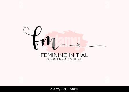 FM beauty monogram and elegant logo design handwriting logo of initial signature, wedding, fashion, floral and botanical with creative template. Stock Vector