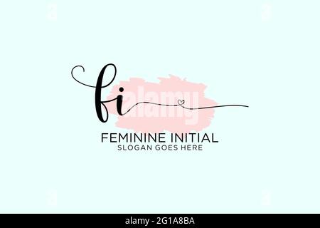 FI beauty monogram and elegant logo design handwriting logo of initial signature, wedding, fashion, floral and botanical with creative template. Stock Vector