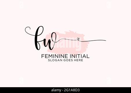 FW beauty monogram and elegant logo design handwriting logo of initial signature, wedding, fashion, floral and botanical with creative template. Stock Vector