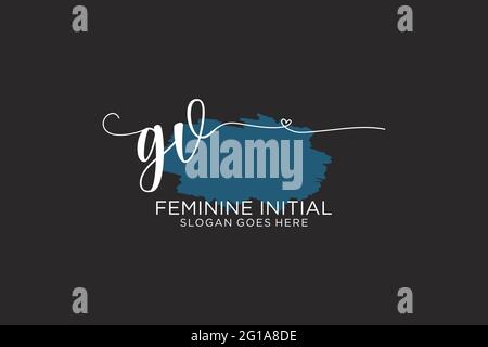 GV beauty monogram and elegant logo design handwriting logo of initial signature, wedding, fashion, floral and botanical with creative template. Stock Vector