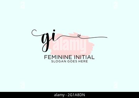 GI beauty monogram and elegant logo design handwriting logo of initial signature, wedding, fashion, floral and botanical with creative template. Stock Vector