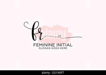 FR beauty monogram and elegant logo design handwriting logo of initial signature, wedding, fashion, floral and botanical with creative template. Stock Vector