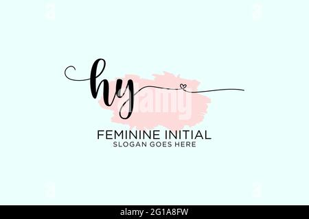 HY beauty monogram and elegant logo design handwriting logo of initial signature, wedding, fashion, floral and botanical with creative template. Stock Vector