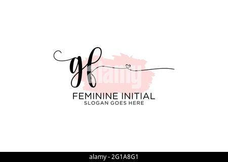GF beauty monogram and elegant logo design handwriting logo of initial signature, wedding, fashion, floral and botanical with creative template. Stock Vector